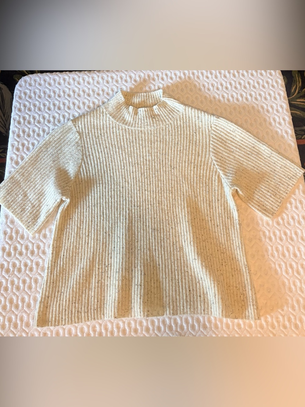 bobeau Cream Ribbed Cowl-Neck Sweater